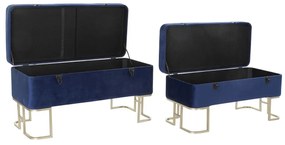 Panca DKD Home Decor   Azzurro Dorato Metallo Velluto (90 x 40 x 47 cm)
