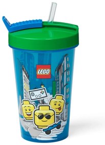Tazza blu con coperchio verde e cannuccia , 500 ml Iconic - LEGO®