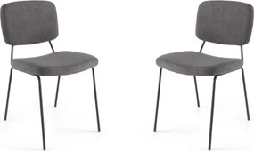 Sedia metallo seduta tessuto Grigio Scuro - TULLIA 2 sedie