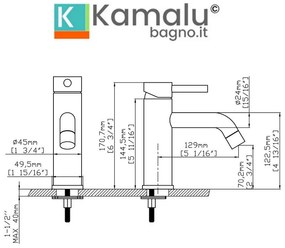 Kamalu - miscelatore lavabo inox linea curva finitura satinata | kam- arte satinato