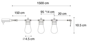 Catenaria di luci LED intelligenti 15 metri 15 luci opale RGBW IP44 - Chill