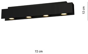 Plafoniera Moderna 4 Luci Cassiopea In Acciaio Nero