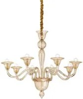 Lampadario Classico Brigitta Vetro Ambra 8 Luci E14