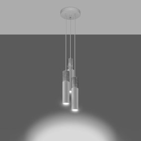 Lampada a Sospensione BORGIO 3P Bianca con Cemento 3xGU10