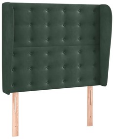 Testiera ad orecchio verde scuro 103x23x118/128cm in velluto