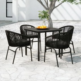 Set da pranzo per giardino 5 pz nero