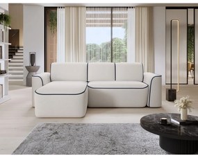 Divano angolare blu/color crema (con penisola a sinistra/con chaise lounge) e rivestimento in bouclé Ume – ELTAP