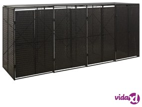 vidaXL Copribidone Quadruplo Nero 274x80x117 cm in Polyrattan