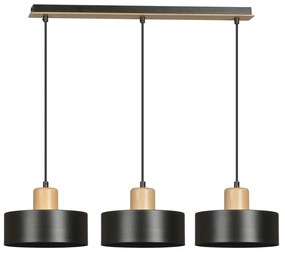 Lampadario a Sospensione in Acciaio e Legno TORIN 3 Nero 3xE27 Colore del corpo Nero