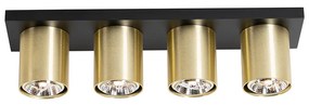 Faretto da soffitto moderno nero con oro 4 luci - Tubo