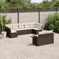 Set Divani da Giardino 9pz con Cuscini Marrone in Polyrattan 3252960