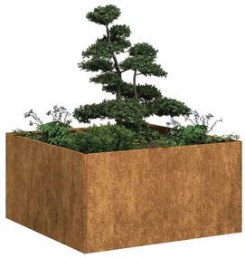 Fioriera Arrugginita 80x80x40 Cm İn Acciaio Corten /