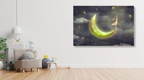 Quadro su tela – Ragazza sulla luna