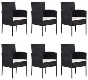 Set mobili da pranzo per giardino 7 pz in polyrattan nero