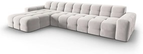 Divano angolare in velluto grigio chiaro (angolo sinistro) Kendal - Micadoni Home