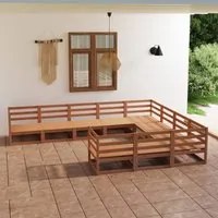 Set Divani da Giardino 10 pz in Legno Massello di Pino cod mxl 37146