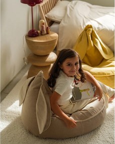 Pouf a sacco per bambini beige con rivestimento in velluto Bunny – Wigiwama