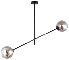 Lampadario 2 Luci Yama In Acciao Nero Con Bracci Regolabili E Vetro Fumè