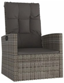 Set Divani da Giardino 3 pz con Cuscini in Polyrattan Grigio