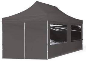 TOOLPORT 3x6m gazebo pieghevole con laterali (finestre panoramiche), ECONOMY alluminio, grigio scuro - (59025)