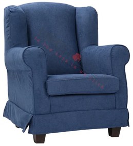 Poltrona imbottita BERGERE in tessuto sfoderabile Blu