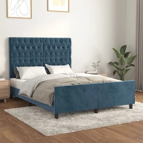Giroletto Senza Materasso Blu Scuro 140x200 Cm Velluto /