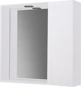 Specchiera bagno 60 cm 1 anta liscia e luce LED Bianco Frassino