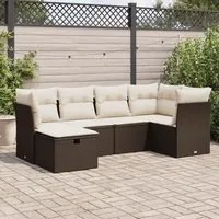 Set Divano da Giardino 6 pz con Cuscini Marrone in Polyrattan 3325289