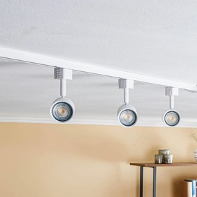 Prios Sistema binario monofase Jorell, bianco, a 3 luci, GU10 Jorell PRIOS, dimmerabile, Bianco / Opale, Soggiorno / Sala da pranzo, Alluminio, Moderno, Lampada a binario