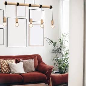 Lampadario a plafone VIGA 5xE27/60W/230V legno