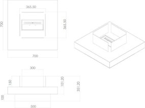 Camino a bioetanolo da terra per interno esterno Panarea Nero 70x70x35