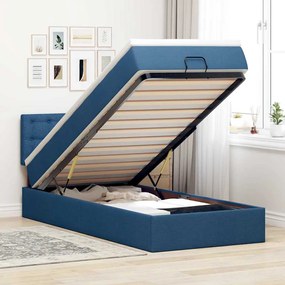 Pouf Letto Con Materasso E Led Blu 90x200 Cm İn Tessuto /