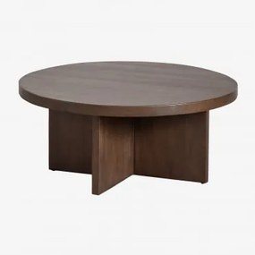 Tavolino Da Caffè In Legno Mindi (ø80 Cm) Leidam Marrone Legno Scuro - Sklum