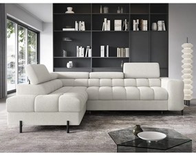 Divano angolare color crema allungabile/con contenitore (con penisola a sinistra/a L) con rivestimento in bouclé Ferucce – ELTAP