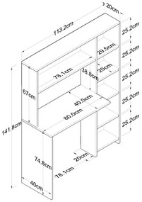 Tavolo da lavoro con mensola RANI 113,2x141,8 cm bianco