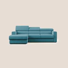 Dylan divano angolare con pouf estraibile poggiapiedi in tessuto simil cotone impermeabile T13
