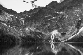 Stampa su tela – Morskie Oko nei Tatra in bianco e nero