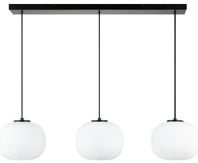 Lampadario Design Aristide nero paralume bianco 3x E27 Ø22cm INSPIRE