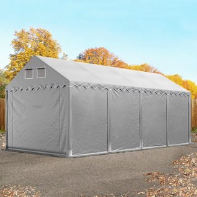 TOOLPORT 4x8 m tenda capannone, altezza 2,6m, PVC 800, telaio perimetrale, grigio, senza statica - (7633bl)