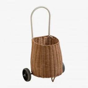 Cesto su Ruote in Ratan Baskyt Kids Marrone Naturale - Sklum