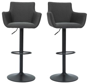 Sgabelli da bar regolabili tessuto grigio antracite metallo nero (set di 2) CARLIE