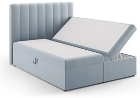 Letto boxspring azzurro con contenitore 160x200 cm Gina - Milo Casa
