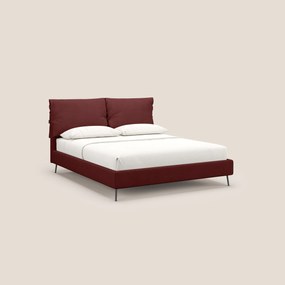 Artemisia letto imbottito con piedini alti sfoderabile in tessuto smacchiabile T17 rosso