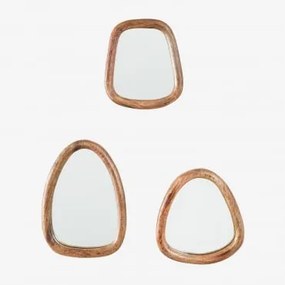 Set di 3 specchi da parete in legno di mango Gabael Design Legno di - Sklum