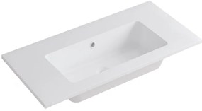 Lavabo a incasso rettangolare L 90.5 x H 14 x P 46 cm in resina bianco lucido