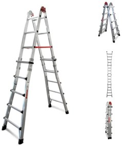Scala telescopica FARAONE Teles in alluminio 5 + 5 gradini portata massima 150 kg EN 131 per lavori fino a 3.88 m