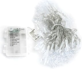 Aigostar - Catena luminosa natalizia LED per esterni 100xLED/8 funzioni 3xAA 10m IP44 bianco caldo stelle