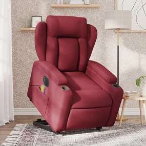 Poltrona Alzapersona Massaggiante Elettrica Rosso Vino Tessuto /