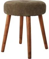 Sgabello verde con gambe in legno