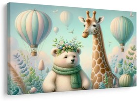 Quadro su tela – Orsetto e giraffa